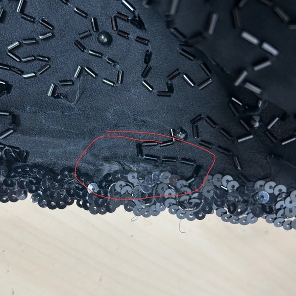 Vintage Alyce Designs Beaded Sequin Dress Black Purple Long Sleeve Evening Gown - Picture 10 of 12